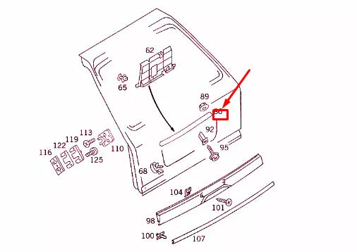 NEW MERCEDES-BENZ E W124 REAR PANEL DOOR TOP HANDLE A1247400093 ORIGINAL