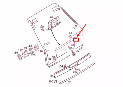 NEW MERCEDES-BENZ E W124 REAR PANEL DOOR TOP HANDLE A1247400093 ORIGINAL