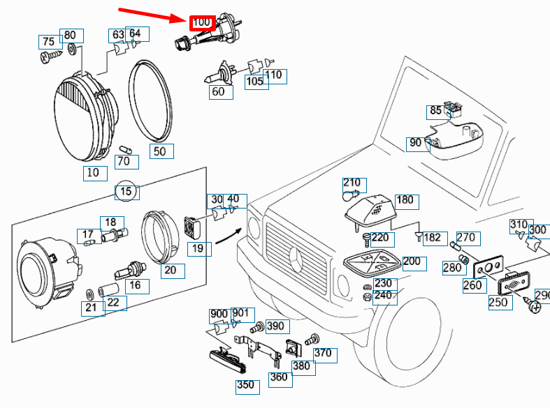 NEW MERCEDES-BENZ G W463 FRONT LIGHT BEARING A4638201046 ORIGINAL