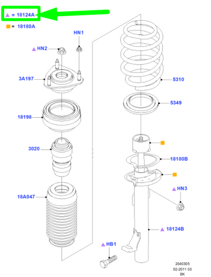 new ford fiesta mk5 be256 front right shock absorber 1329533 original