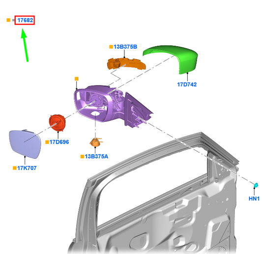 new ford galaxy mk3 front right side wing mirror lhd 2257533 original