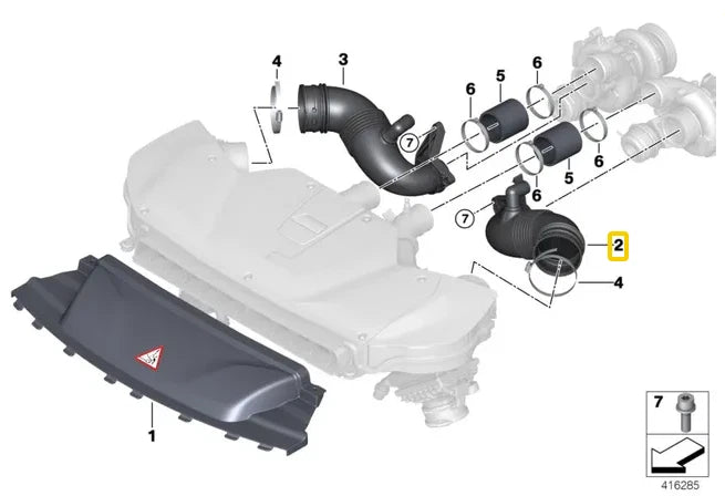 NEW BMW X5 M F85 AIR INTAKE RUBBER HOSE DUCT 5-8 13717848382 7848382 ORIGINAL