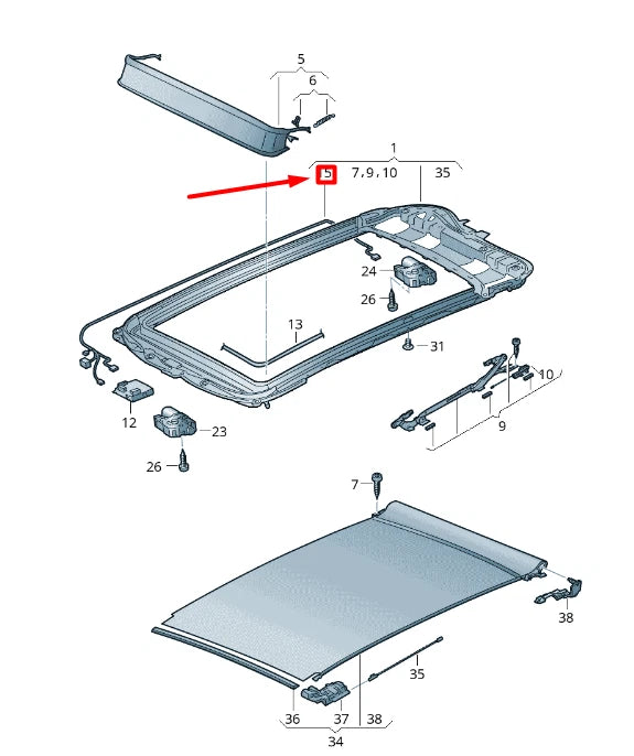 NEW VOLKSWAGEN T-ROC A11 PANORAMA SUNROOF CABLE HARNESS 2GA971648