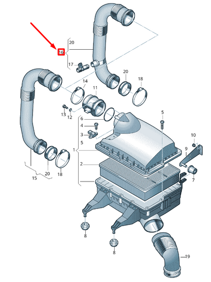 new volkswagen crafter 2f mk1 intake hose 2e0129615g original