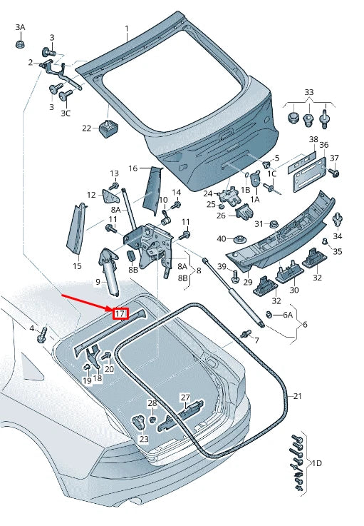 NEW AUDI A7 SPORTBACK 4G REAR CENTER ROOF FRAME COVER 4G8827229
