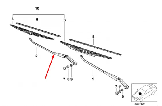 NEW BMW 3 E36 FRONT RIGHT WINDSHIELD WIPER ARM 61618360412 8360412 LHD ORIGINAL