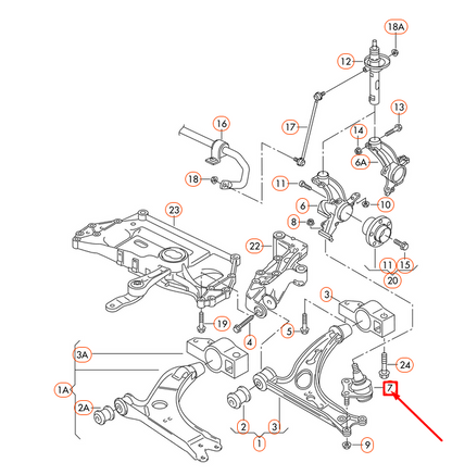 new audi a3 8p front left ball guide joint 1k0407365c original