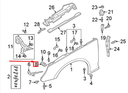 NEW AUDI A4 B9 FRONT LEFT FENDER HOLDER 8W0821467 ORIGINAL