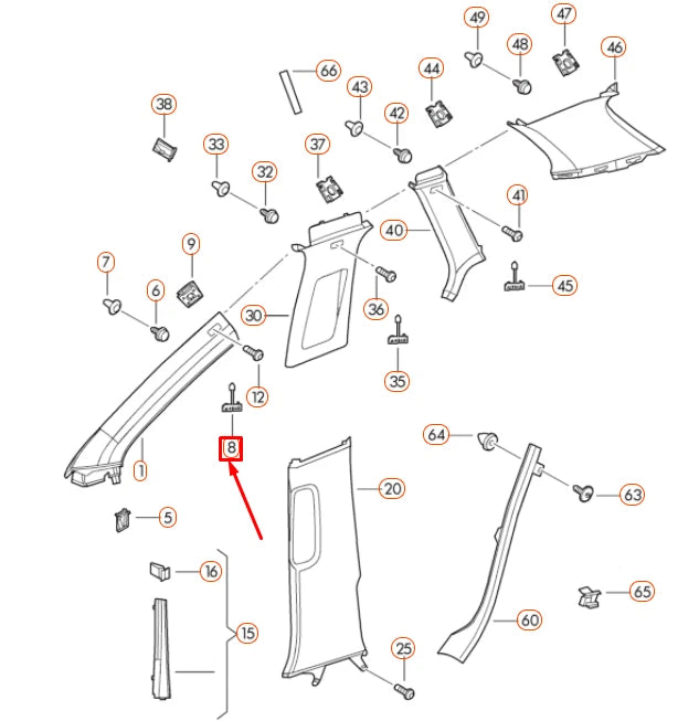 NEW VOLKSWAGEN GOLF MK5 PILLAR TRIM WITH EMBLEM 1K5853437Y20 ORIGINAL