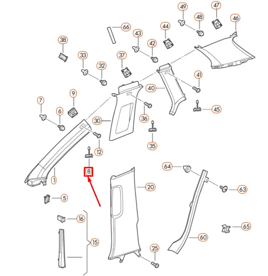 NEW VOLKSWAGEN GOLF MK5 PILLAR TRIM WITH EMBLEM 1K5853437Y20 ORIGINAL