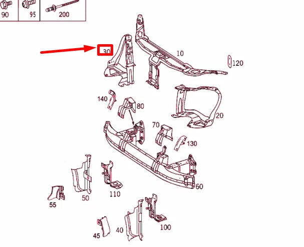 NEW MERCEDES-BENZ S W220 RIGHT LIGHTING UNIT STIFFENING A2206200672