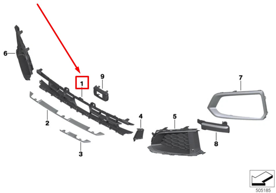 NEW BMW X6G06 FRONT CENTER LOWER BUMPER GRILLE 7446164 51117446164 ORIGINAL