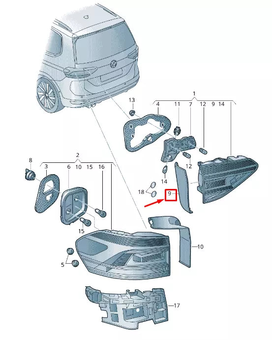 NEW VW TOURAN 5T REAR RIGHT INNER TAIL LIGHT COVER 5TA945310