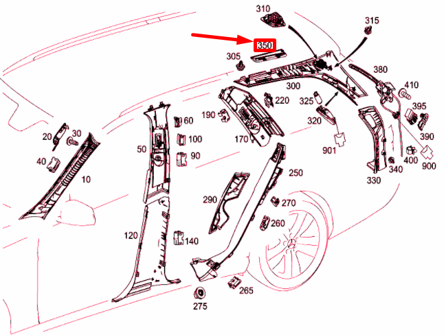 NEW MB E T-MODEL S212 D-PILLAR RIGHT ESCUTCHEON A21269504599051 ORIGINAL