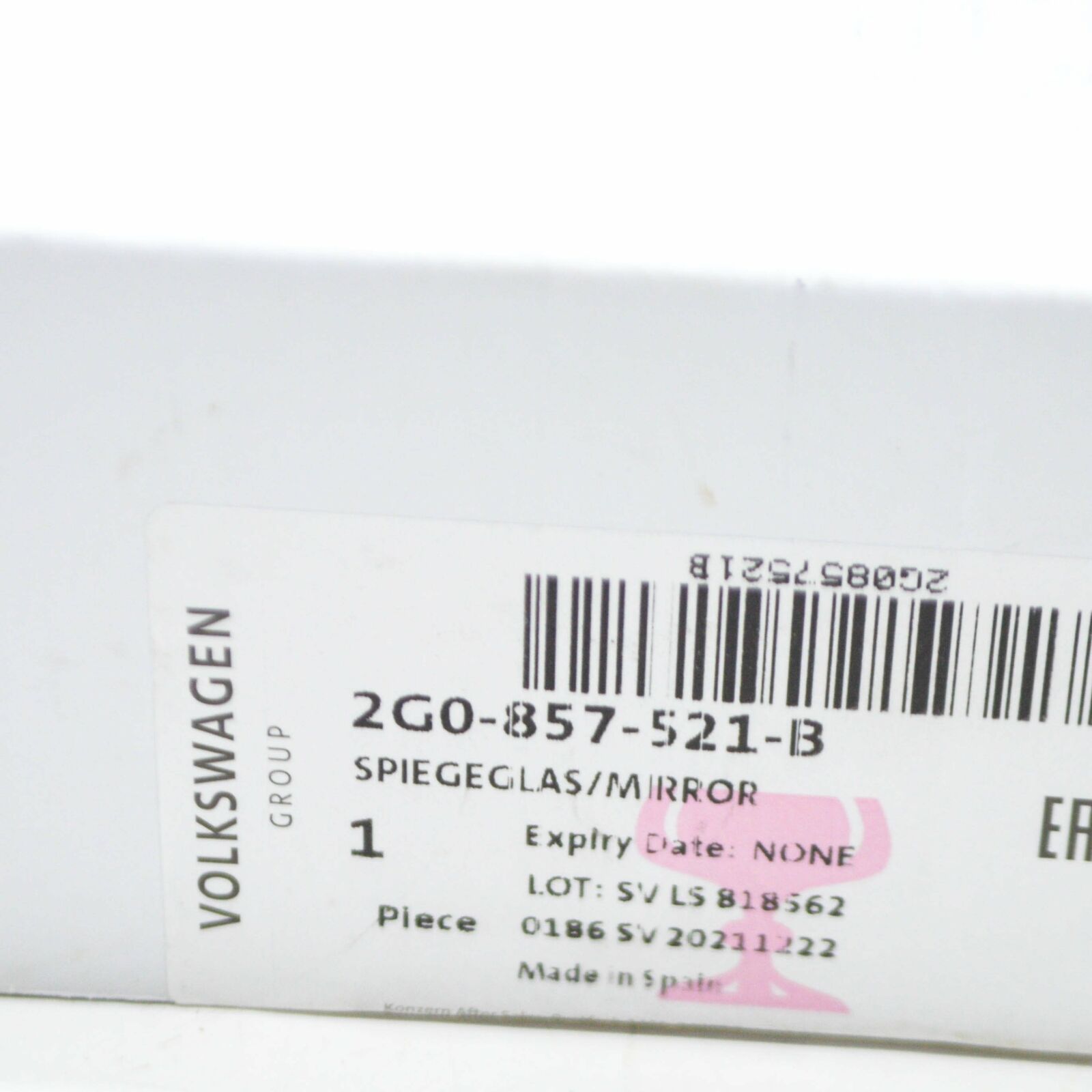 NEW AUDI A1 SPORTBACK GB FRONT LEFT DOOR MIRROR GLASS LHD 2G0857521B ORIGINAL