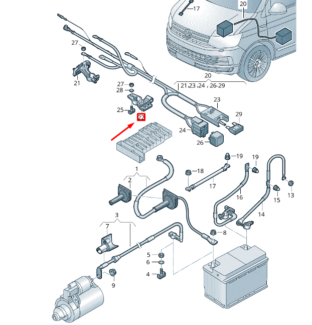 NEW VW TRANSPORTER VI T6 EARTH LINE TERMINAL CLAMP 1J0915137B ORIGINAL