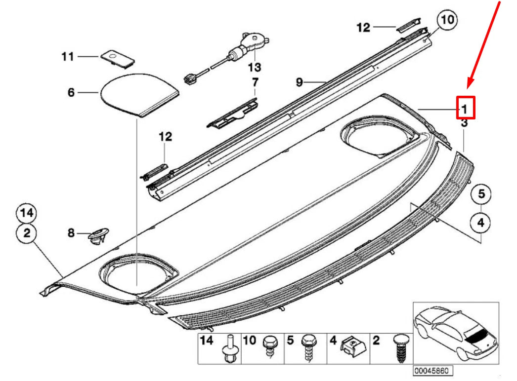 NEW BMW 3 E46 REAR PARCEL SHELF 8289513 51468289513 ORIGINAL