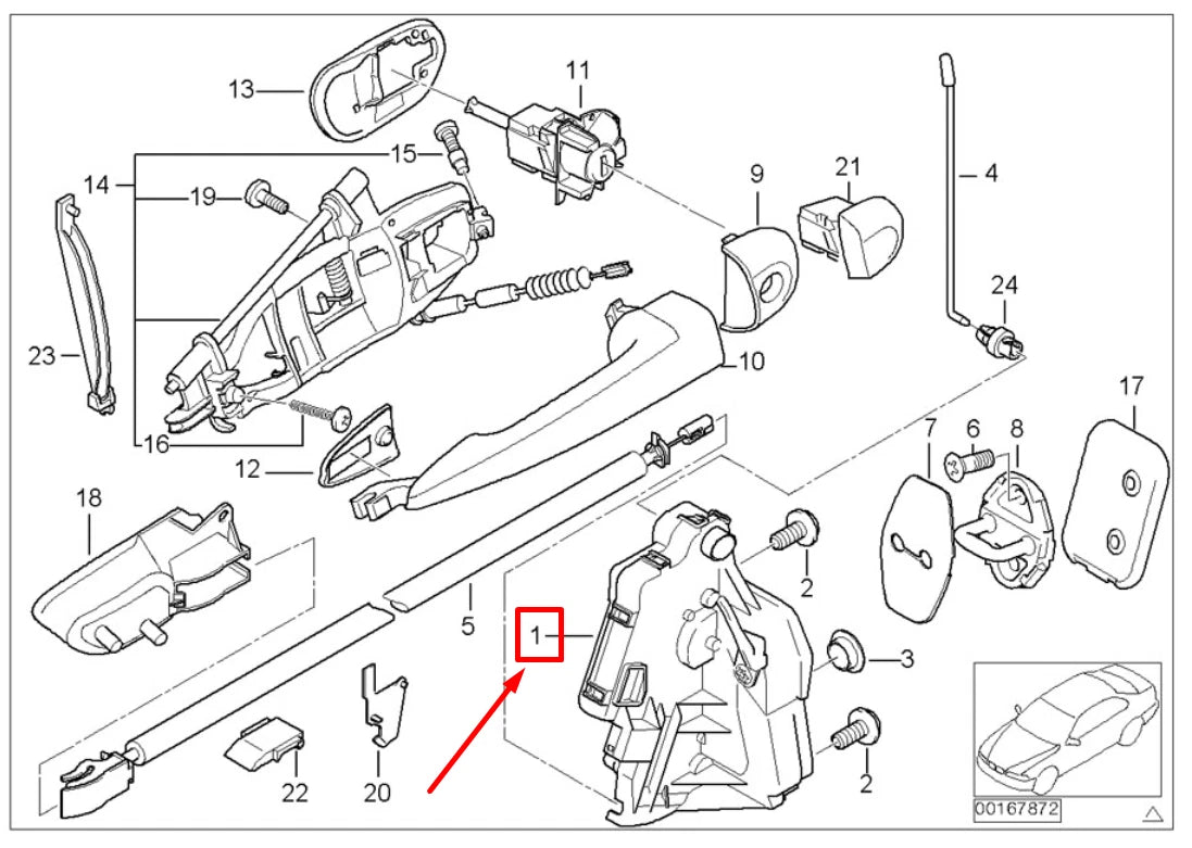 NEW BMW 3 E46 FRONT RIGHT DOOR LOCK 51217011244 7011244 ORIGINAL