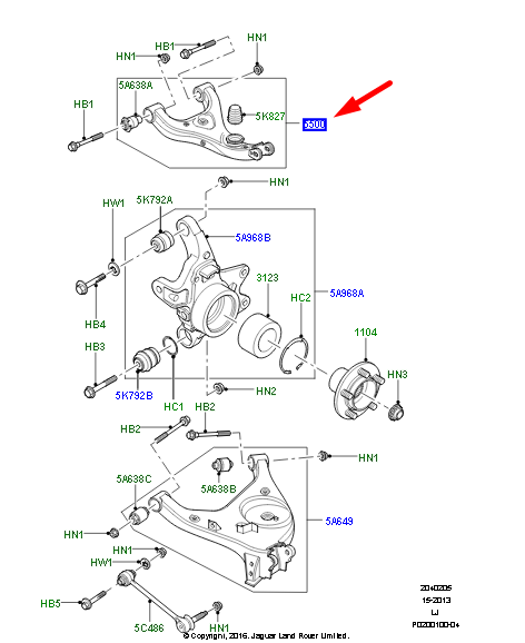 new land rover range rover l322 rear right suspension arm lr023711 original