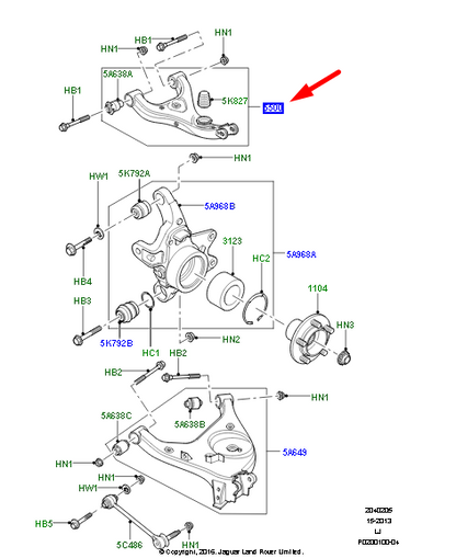 new land rover range rover l322 rear right suspension arm lr023711 original