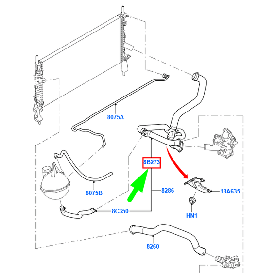 new ford transit mk3 cooling system hose 8c11-8b273-ab 1716837 original