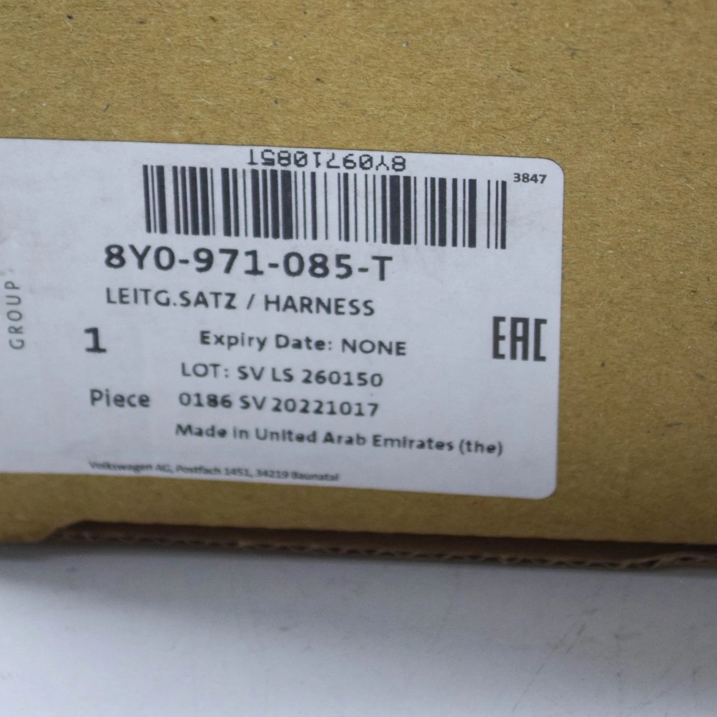 NEW AUDI A3 SPORTBACK 8YA FRONT BUMPER PDC WIRING HARNESS 8Y0971085T ORIGINAL