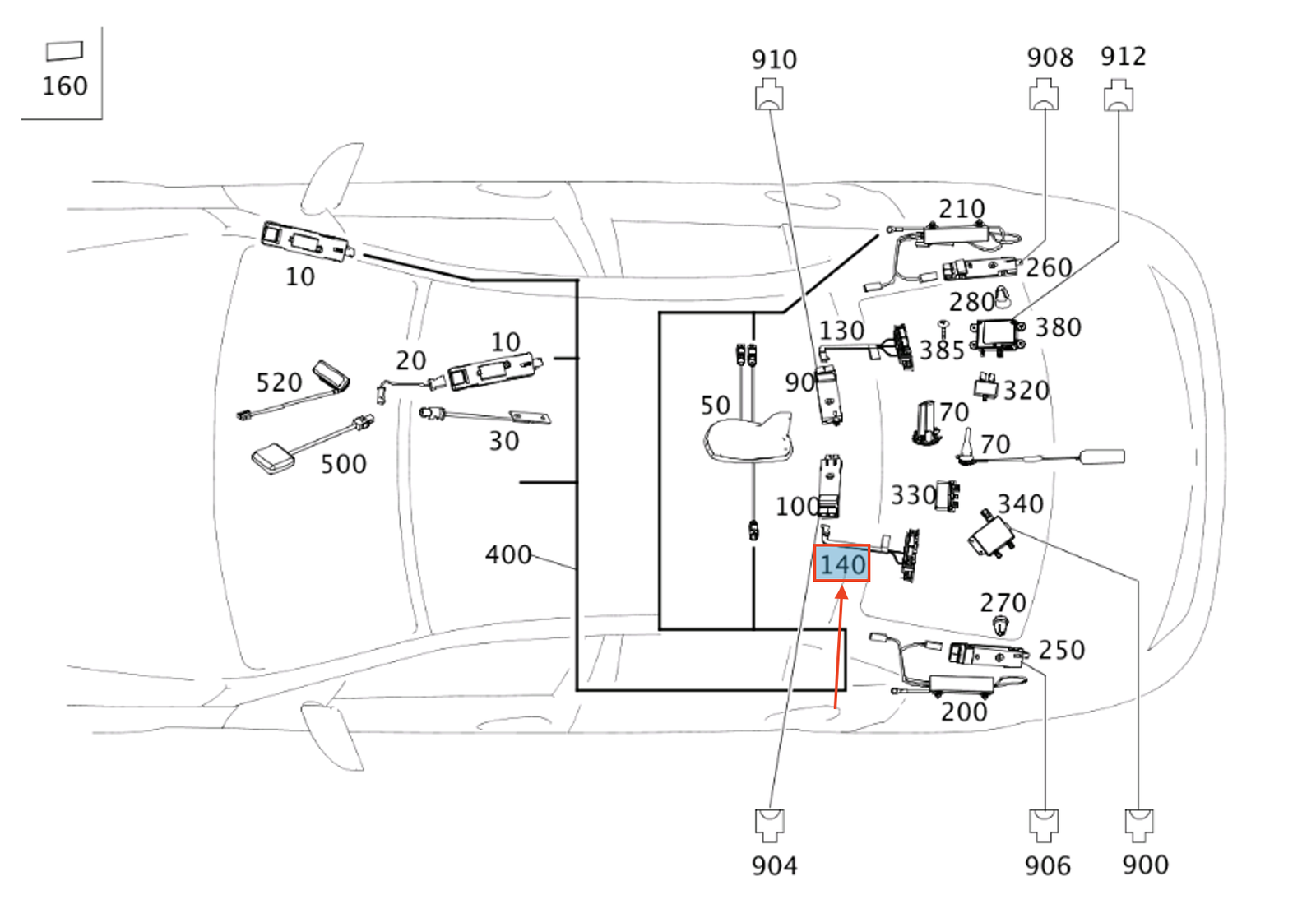new mercedes-benz c w204 antenna left contact bank a2048270448 original
