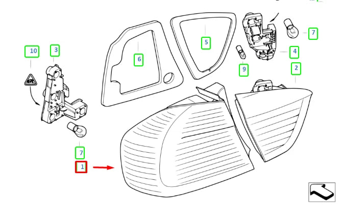 NEW BMW 3 E90 REAR BUMPER RIGHT SIDE PANEL TAIL LIGHT 63216937458 ORIGINAL