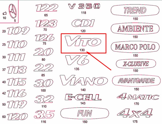 NEW MERCEDES-BENZ VITO W639 REAR EMBLEM NAME PLATE BAGDE A6398171400