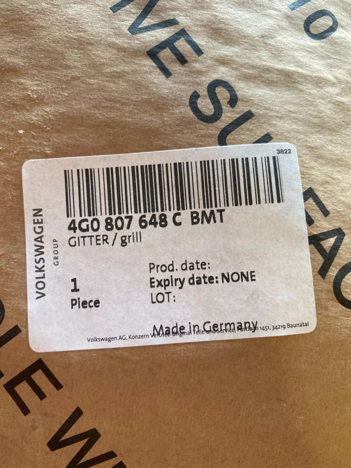 NEW AUDI A6 S6 AVANT QUATTRO FRONT RIGHT AIR GUIDE GRILLE 4G0807648CBMT