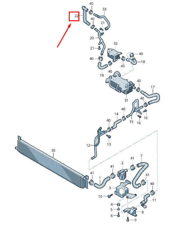 NEW AUDI RSQ8 ENGINE COOLANT HOSE 4M0121449EE ORIGINAL