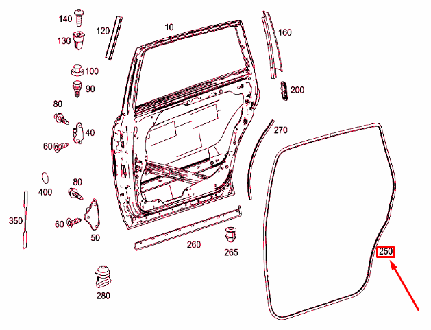 new mercedes-benz r w251 rear door seal a2517370387 original