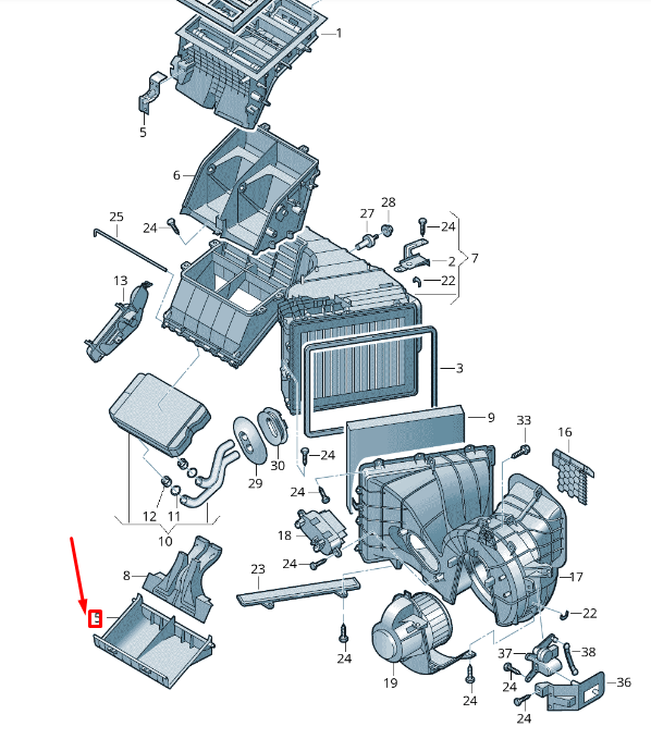 NEW VW TRANSPORTER VI T6 HEAT EXCHANGER COVER 7H1819422A ORIGINAL