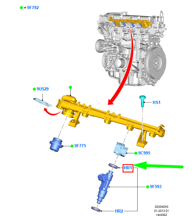 new ford b-max b232 fuel injector sealing ring 1346226 am4n2g-9186-ca original