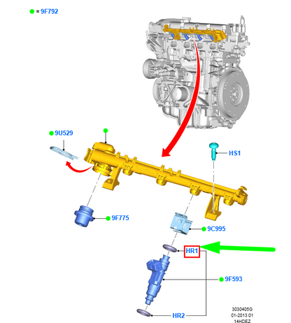 new ford b-max b232 fuel injector sealing ring 1346226 am4n2g-9186-ca original