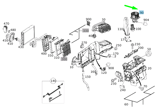 new mercedes-benz c w204 heater blower fan rhd a2128200808 original