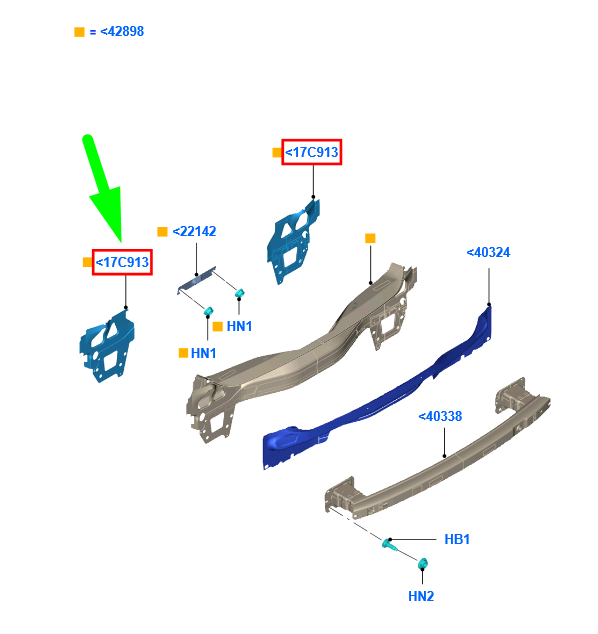 new ford kuga mk1 rear left bumper bar bracket reinforcement 1321141 original