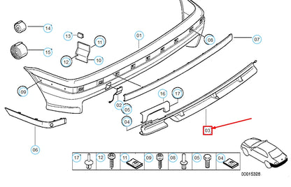 NEW BMW 3 COMPACT E36 REAR BUMPER M-TECHNIC INSERT 51122496320 2496320 ORIGINAL