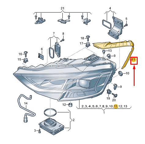 new audi a8 d5 left headlight sealing frame 4n0941191a original
