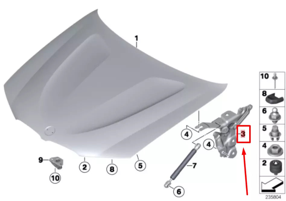 NEW BMW X3 F25 FRONT RIGHT BONNET HINGE 41617262876 2011 ORIGINAL