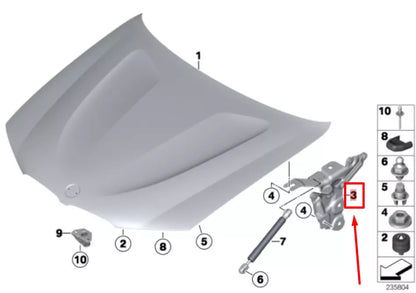 NEW BMW X3 F25 FRONT RIGHT BONNET HINGE 41617262876 2011 ORIGINAL