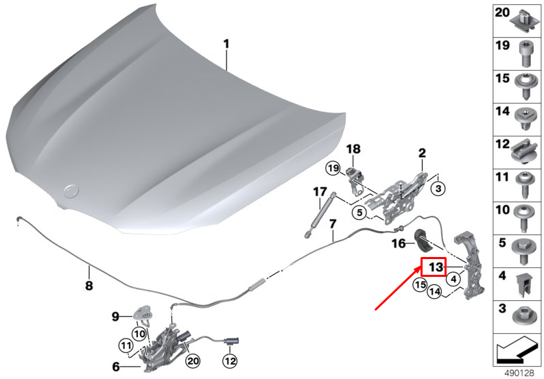 new bmw 6 gran turismo g32 bonnet actuator holder 51237394148 original