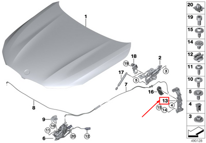 new bmw 6 gran turismo g32 bonnet actuator holder 51237394148 original