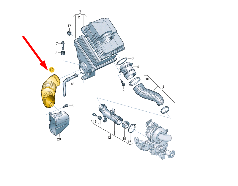 NEW VW CRAFTER SZ AIR INTAKE TUBE GUIDE PIPE 2N0129618 ORIGINAL