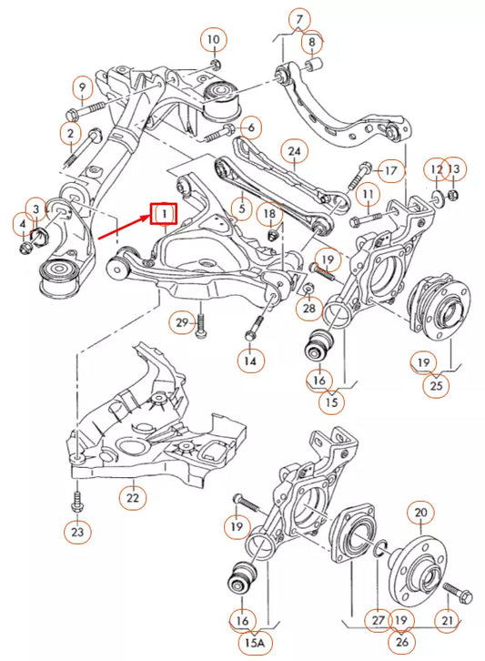 NEW AUDI A6 C6 REAR RIGHT WISHBONE ARM 4F0505312L