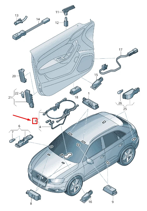 NEW AUDI Q3 8U DRINK HOLDER LED LIGHT LHD 8U1947157 ORIGINAL