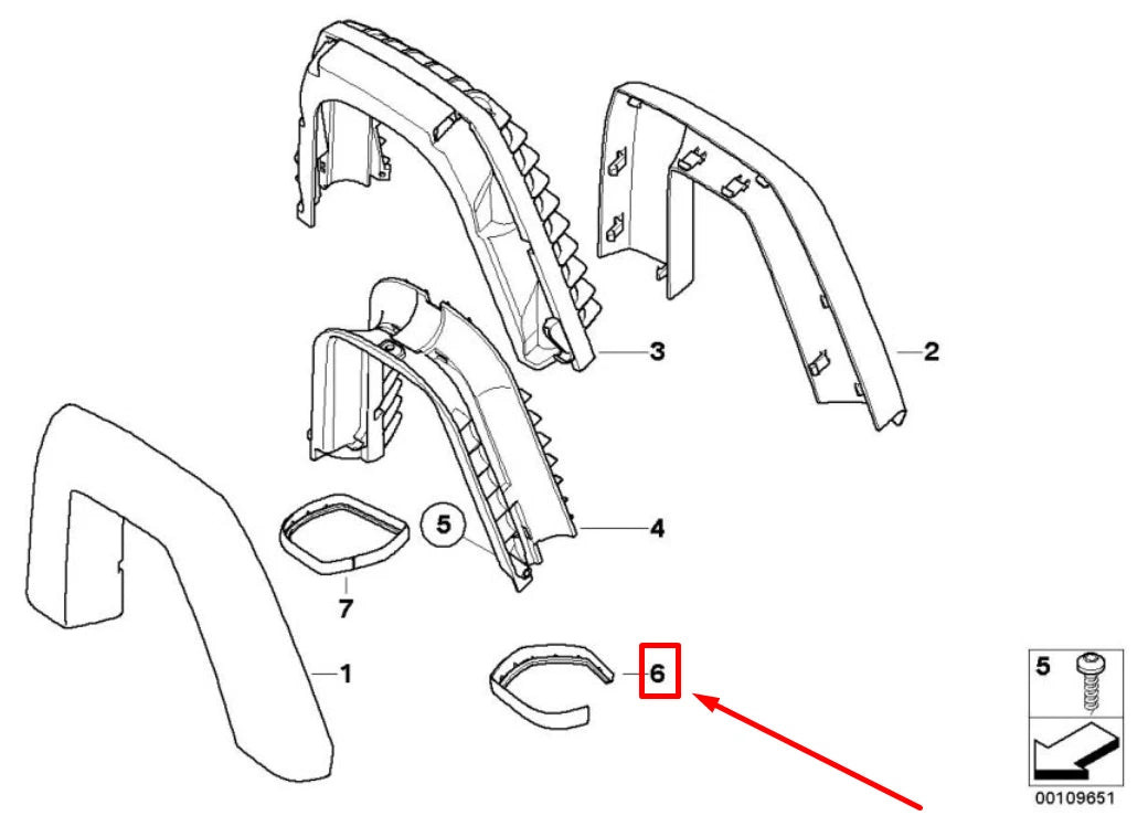 NEW BMW Z4 ROADSTER E85 RIGHT EXTERIOR SECURING RING 51437056390 7056390
