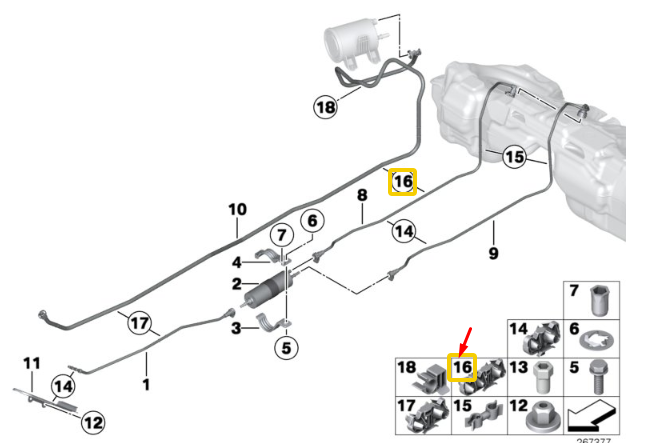 new bmw 1 f20 fuel line wiring clip triple 16127258753 original