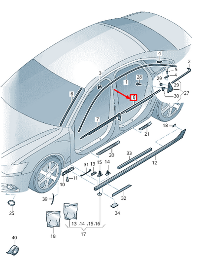 new audi a6 avant c7 rear left door belt molding 4g08537632zz original