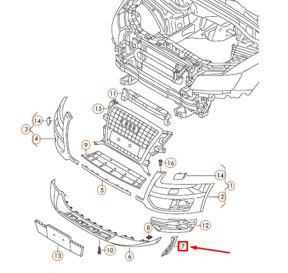 NEW AUDI Q5 8R FRONT BUMPER LEFT SECURING STRIP 8R0807277 ORIGINAL